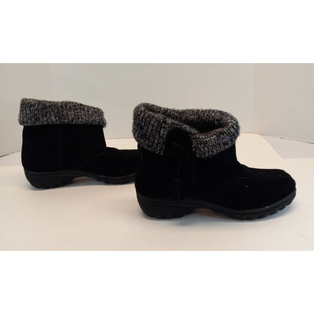 Khombu Women's Winter Boots Size 6M Black Suede Leather Booties Waterproof